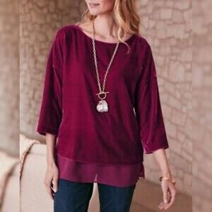 SOFT SURROUNDINGS MILLIE VELVET TUNIC DARK FUCHSIA Plus Size 2X 3X
